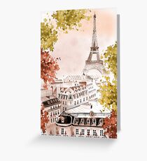 Romantic Paris with the Eiffel Tower Greeting Card