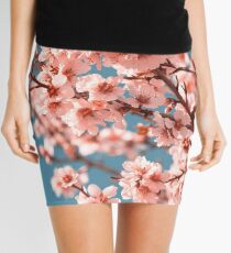 Pink Flowers Blooming Peach Tree at Spring Mini Skirt