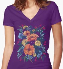 Wild Flowers Women's Fitted V-Neck T-Shirt
