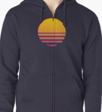 Outrun Retro Sun Zipped Hoodie