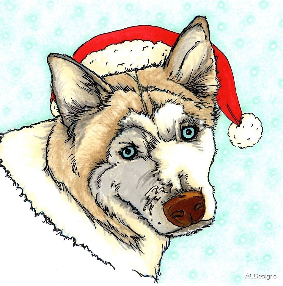 Husky Christmas Card 