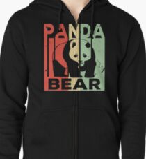 Panda Bear Vintage Retro Zipped Hoodie