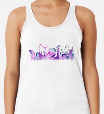 Camiseta con espalda nadadora Parque temático de Orlando inspirado en la silueta del horizonte de acuarela
