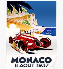 "MONACO GRAND PRIX" Vintage Auto Racing Werbung Drucken Poster
