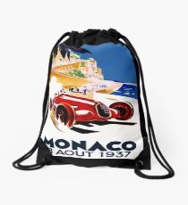 "MONACO GRAND PRIX" Vintage Auto Racing Advertising Print Drawstring Bag