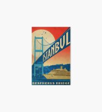Turkey, Istanbul, Bosporus bridge, cruising ship, vintage travel poster Art Board