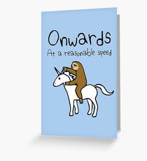 Tarjeta de felicitación ¡Adelante! A una velocidad razonable (Unicornio de Montura de Perezosos)