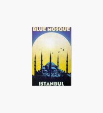 Blue Mosque, Istanbul, Turkey, vintage travel poster Art Board