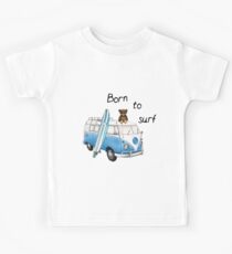 Geboren zu surfen, Teddy, Kühlschrank, Surfbrett Kinder T-Shirt