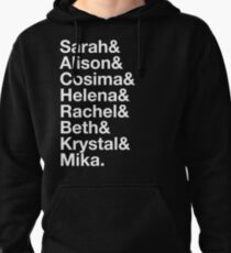 Sudadera con capucha Lista de clones huérfanos negros - Texto blanco