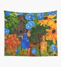 Morning Glory and Sunflower Summer Wall Tapestry