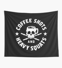Kaffeeschüsse und schwere Kniebeugen Wandbehang
