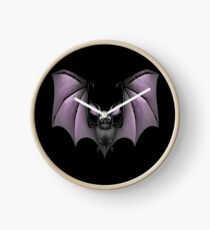 Bat on Black Background Clock