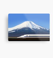 Mount Fuji and Tokaido Shinkansen, Shizuoka, Japan Metal Print