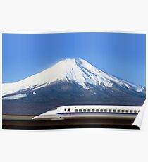 Mount Fuji and Tokaido Shinkansen, Shizuoka, Japan Poster