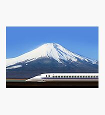 Mount Fuji and Tokaido Shinkansen, Shizuoka, Japan Photographic Print