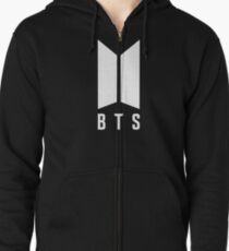 BTS new logo white Zipped Hoodie