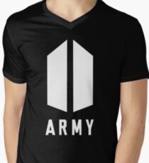 Army Wihte Men's V-Neck T-Shirt