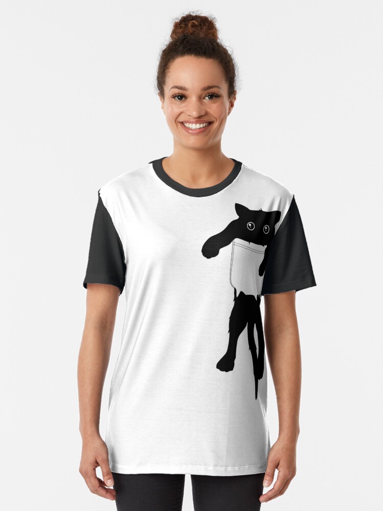 Download "Hang loose black cat pocket art" T-shirt by masatomio ...