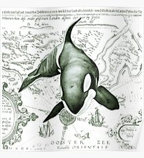 Orca Vintage Map Green Poster
