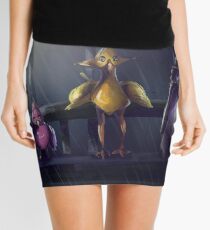 "Bird Stop," Digitally Colored Marker Drawing Mini Skirt