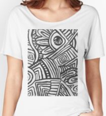 Black and off white Women's Relaxed Fit T-Shirt