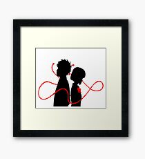 Taki and Mitsuha - Red String Framed Print