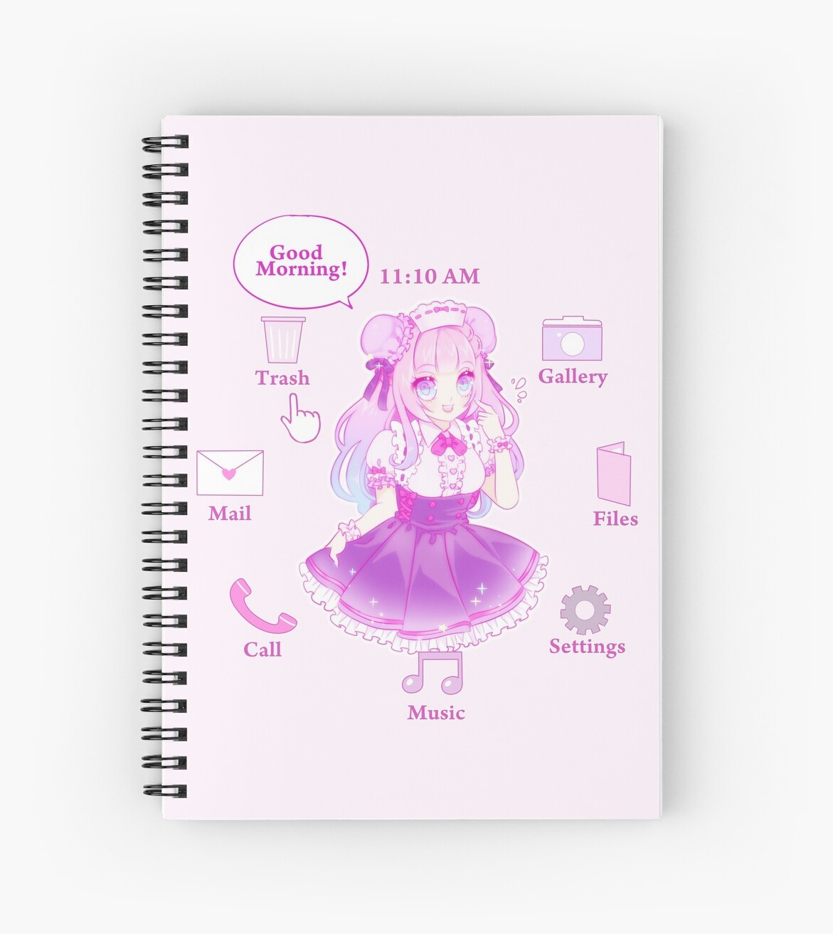 waifu desktop spiral notebooks by cherrycheezy redbubble
