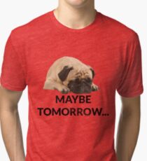 Maybe Tomorrow Sleeping Pug Tri-blend T-Shirt