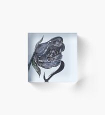 Wet Charcoal Rose Acrylic Block