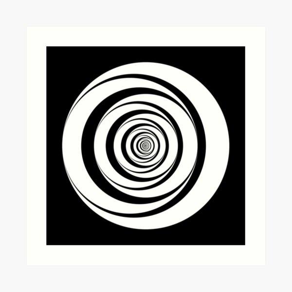 Black White Circles Sixties Optical Illusion Art Print