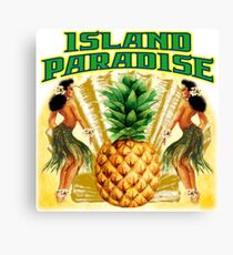 Lienzo Island Paradise - Piña hawaiana Hula Girl Vintage Print
