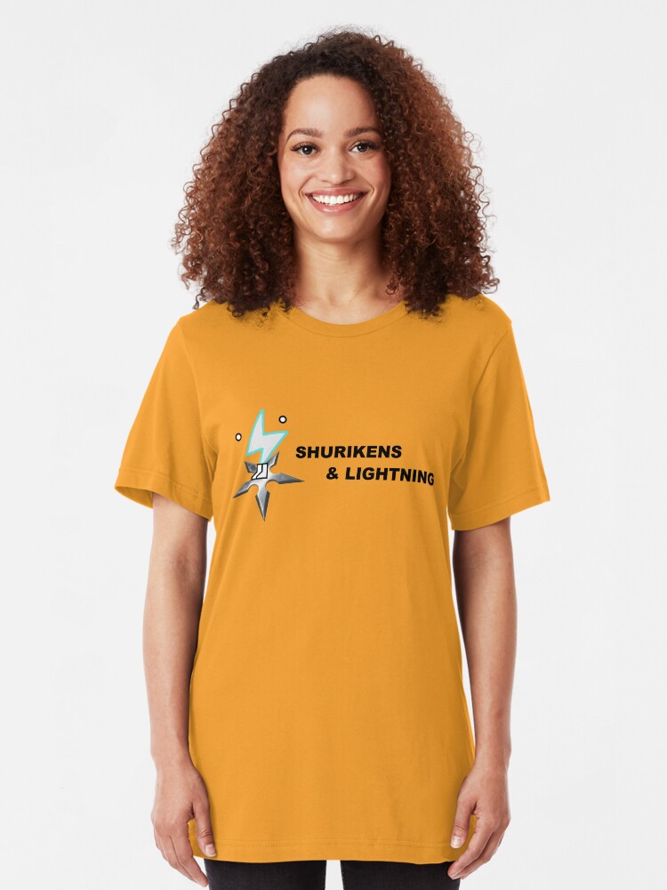 Alternate view of Shurikens and Lightning Slim Fit T-Shirt