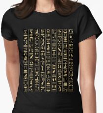 Black & Gold Hieroglyphics Women's Fitted T-Shirt