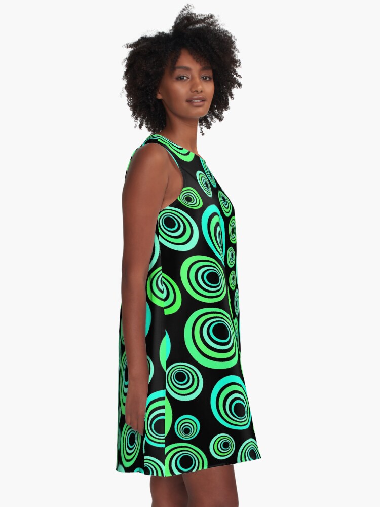 Alternate view of Neon blue and green A-Line Dress