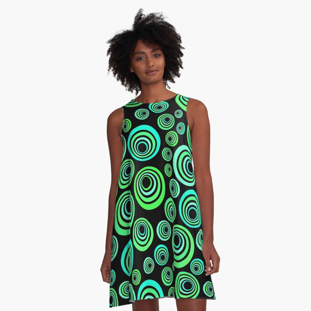 Neon blue and green A-Line Dress