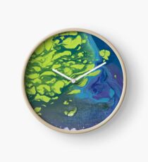 Blue and Green Marble Print Clock
