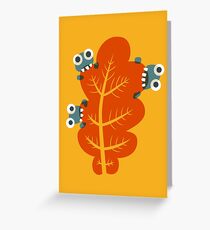 Cute Bugs Eating Autumn Leaves Greeting Card