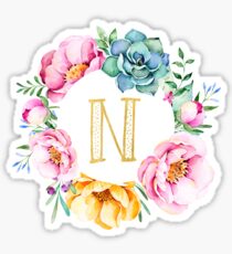 N Pink Floral Sticker
