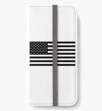 American Flag, STARS & STRIPES, USA, America, Black on white iPhone Wallet/Case/Skin
