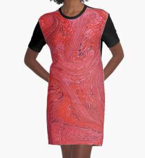 Marmoriertes Rot T-Shirt Kleid