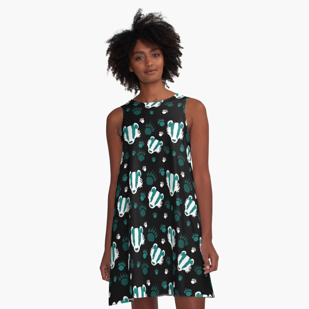 Badger prints in teal A-Line Dress