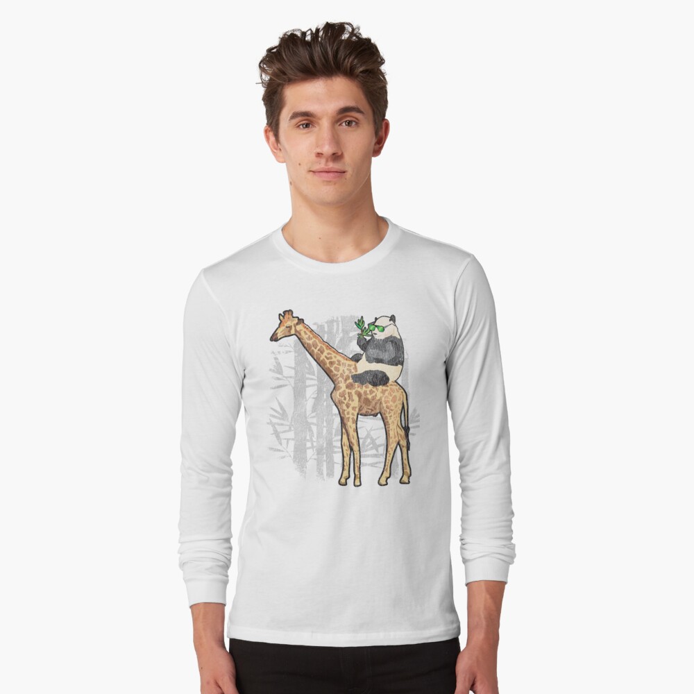 panda riding giraffe shirt