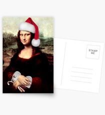 Mona Lisa Wearing a Santa Hat Postcards