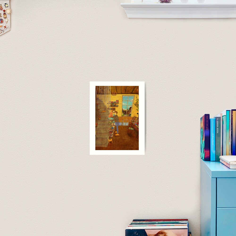 On the stairs Art Print