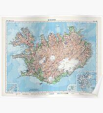 Vintage Karte von Island Poster
