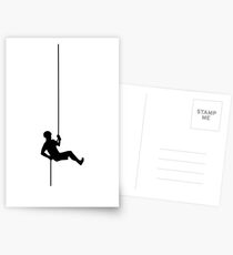 Simple Black Rappelling Silhouette Postcards