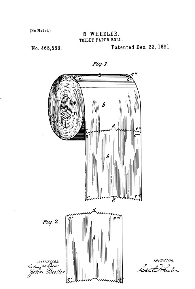 "Toilet Paper Roll Patent 465,588 by S. Wheeler" by Ment Designsnsn