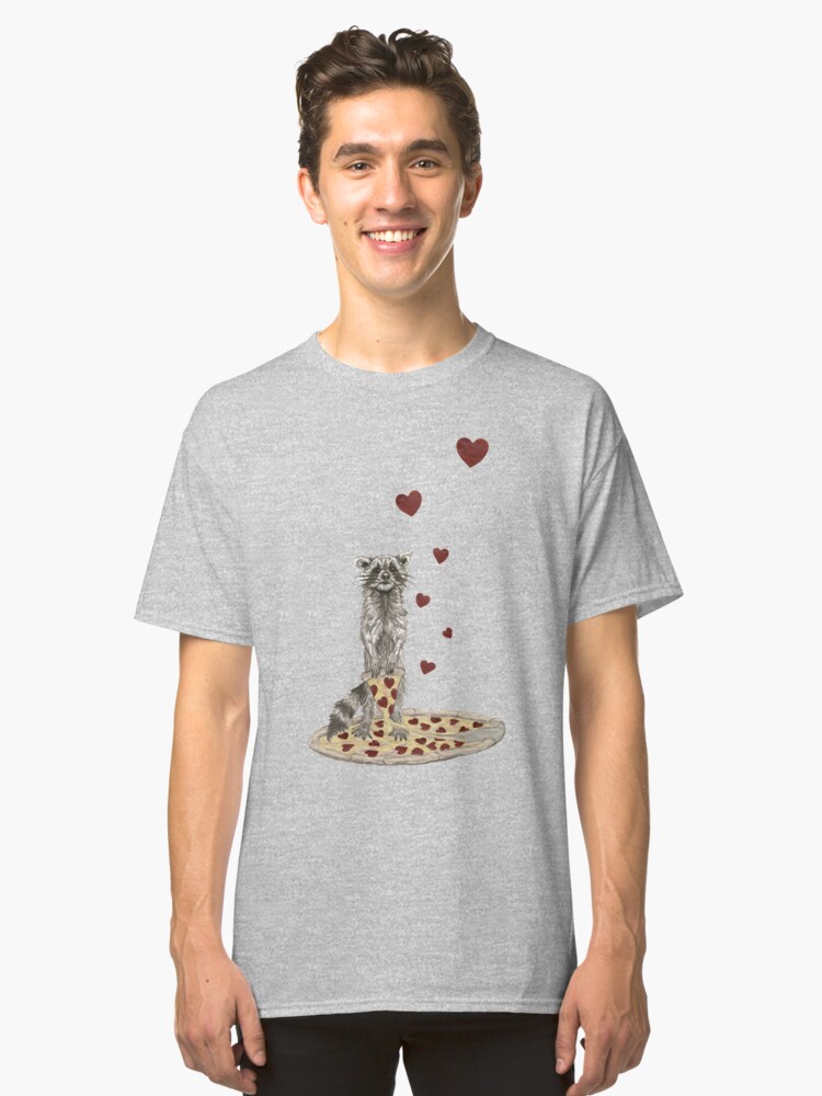 Alternate view of Trash Panda Hearts Pizza Classic T-Shirt