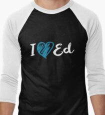 I Heart Ed Design (Black/Inverted) Men's Baseball ¾ T-Shirt